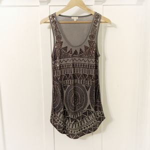 SILENCE + NOISE EUC Grey & Bronze Sequin Tunic Top